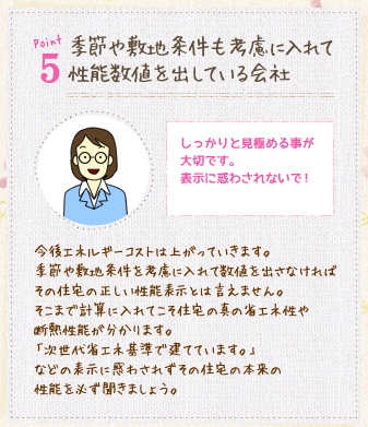 季節や敷地条件も考慮に入れて性能数値を出している会社